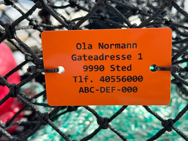 Teinemerke i plast - oransje - med trykk